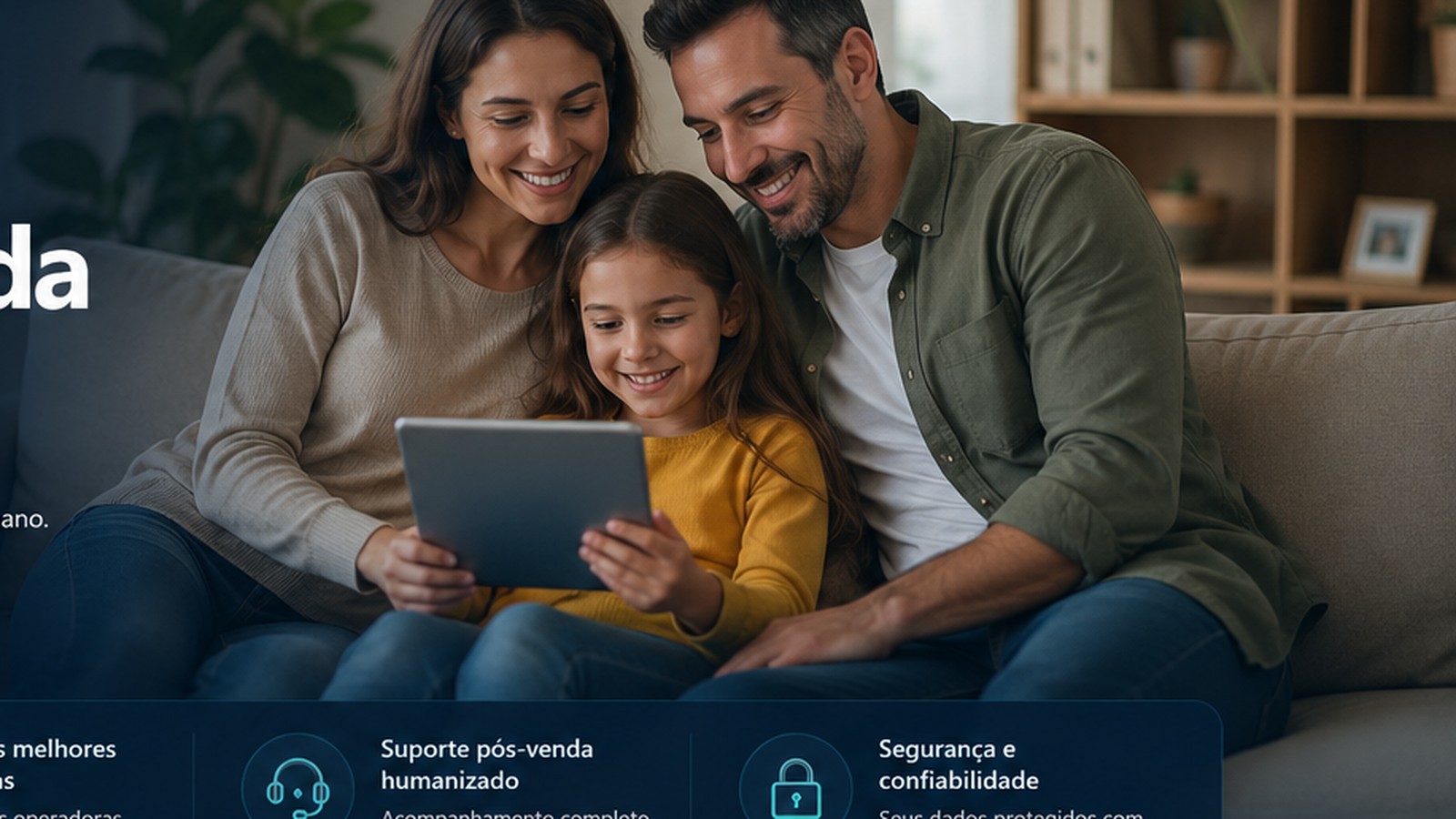 Família sorrindo em um ambiente acolhedor